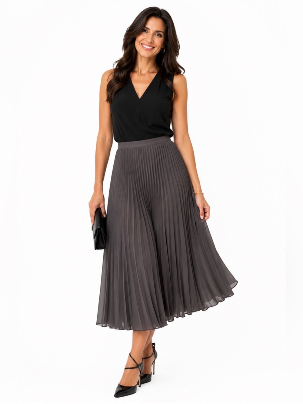Garnet Hill Pleated Midi Skirt